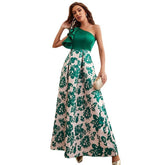Robe asymétrique à imprimé floral et col en diagonale